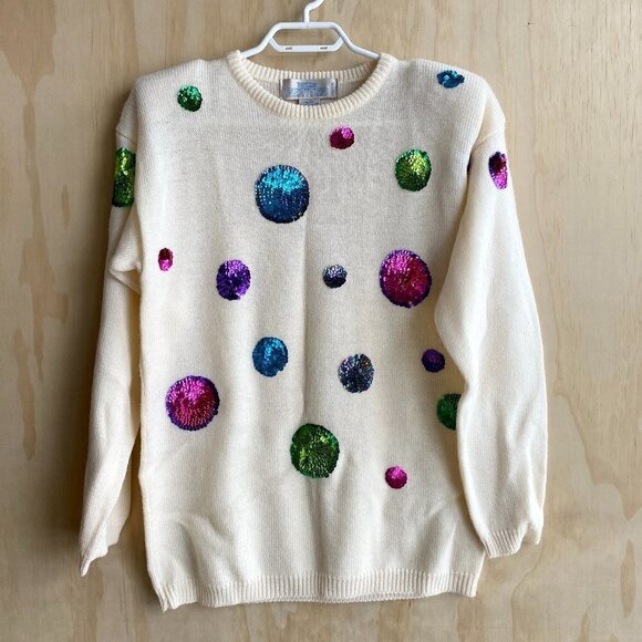 Bay Club Sweaters - Vintage Bay Club | Sequin Circle Wool Sweater